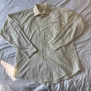 Vintage 70s 80s DANIEL HECHTER Mens Striped Button Down Shirt Size 16 34 35
